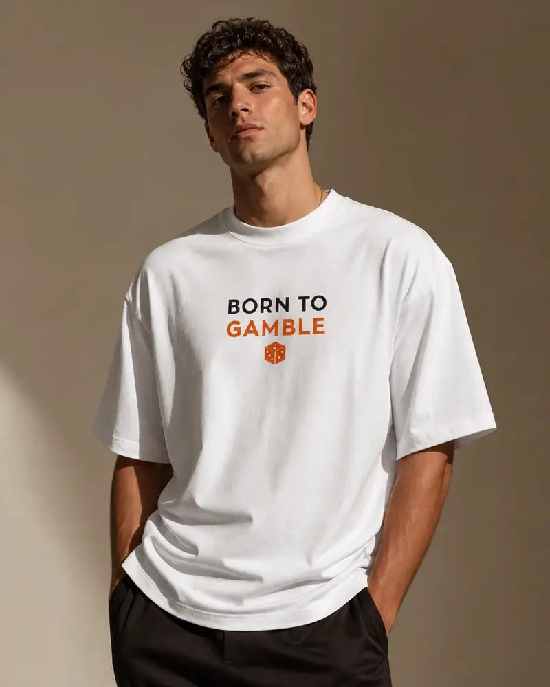 T-shirt Born To Gamble Blanc